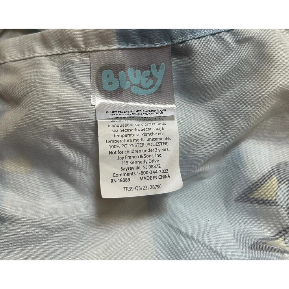 Bluey Full Flat Sheet Jay Franco Heeler Family Striped Blue White Bedding Kids